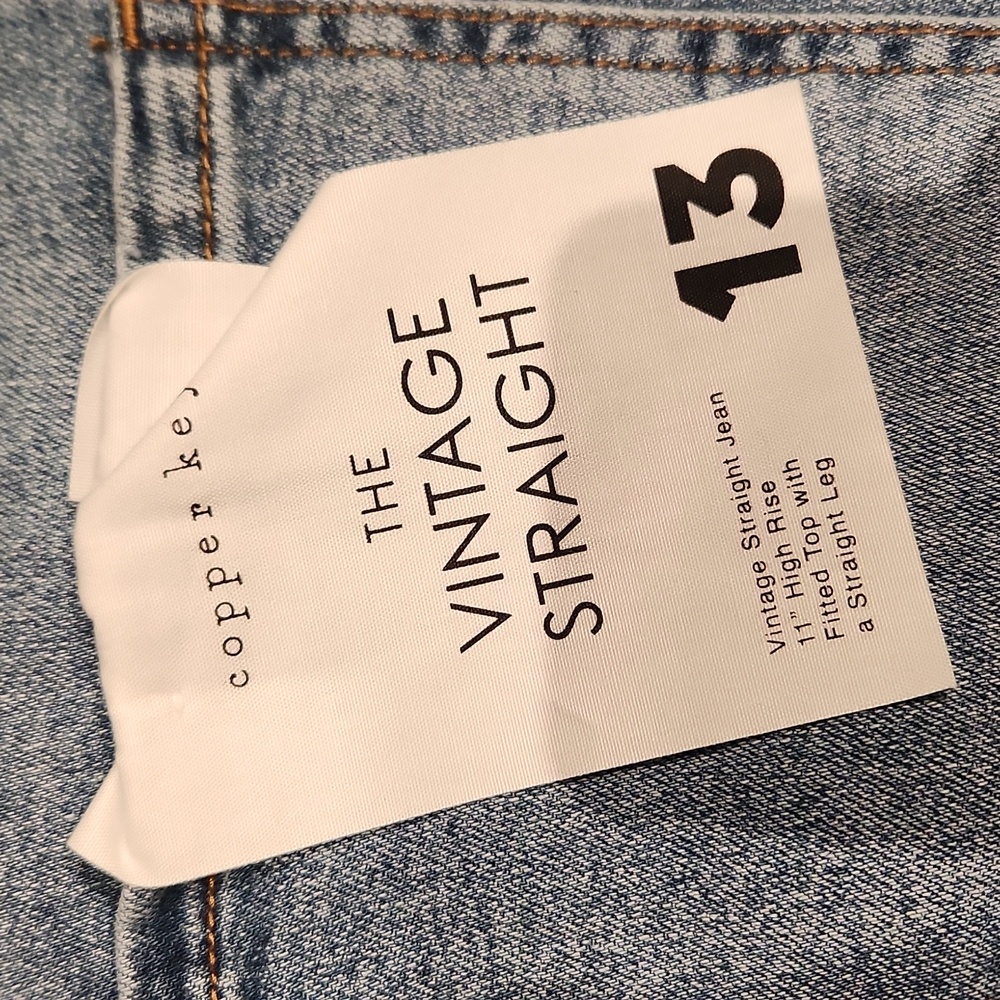 NWT Copper Key VTG. Straight Denim Jean's 11" high rise fitted top sz 13 - Picture 6 of 6